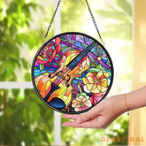 Colorful Guitar Window Hanging Ornament Musical Instrument Stained Glass Ornament Music Lover Gift Guitar Lover Gift